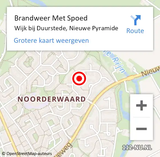 Locatie op kaart van de 112 melding: Brandweer Met Spoed Naar Wijk bij Duurstede, Nieuwe Pyramide op 21 juni 2022 20:02