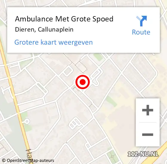 Locatie op kaart van de 112 melding: Ambulance Met Grote Spoed Naar Dieren, Callunaplein op 21 juni 2022 20:22
