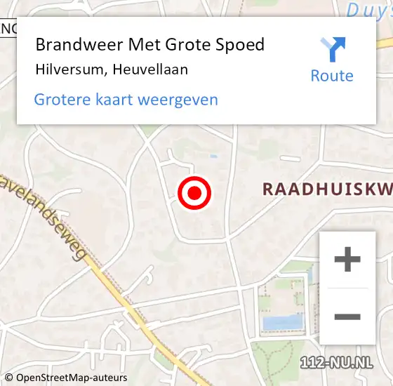 Locatie op kaart van de 112 melding: Brandweer Met Grote Spoed Naar Hilversum, Heuvellaan op 21 juni 2022 20:45