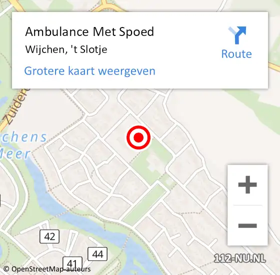 Locatie op kaart van de 112 melding: Ambulance Met Spoed Naar Wijchen, 't Slotje op 21 juni 2022 20:56