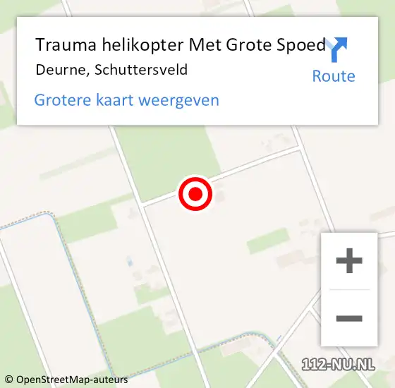 Locatie op kaart van de 112 melding: Trauma helikopter Met Grote Spoed Naar Deurne, Schuttersveld op 21 juni 2022 21:08