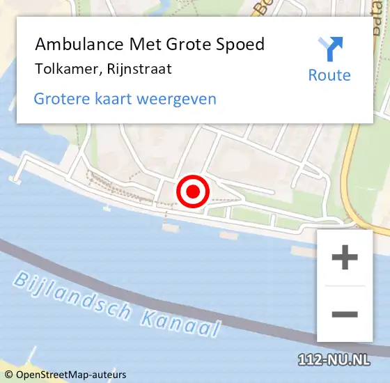 Locatie op kaart van de 112 melding: Ambulance Met Grote Spoed Naar Tolkamer, Rijnstraat op 21 juni 2022 21:23