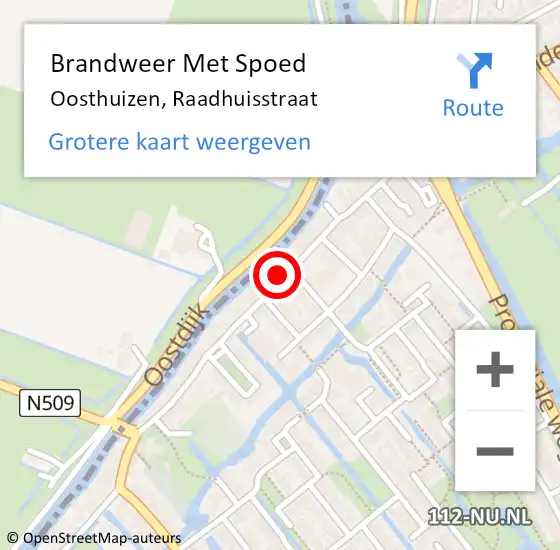 Locatie op kaart van de 112 melding: Brandweer Met Spoed Naar Oosthuizen, Raadhuisstraat op 21 juni 2022 21:36