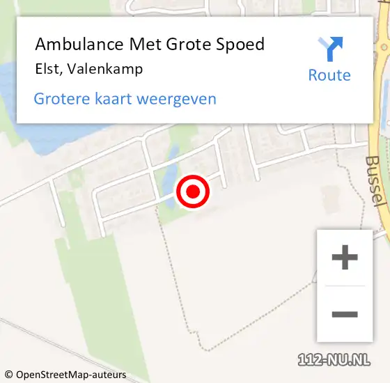 Locatie op kaart van de 112 melding: Ambulance Met Grote Spoed Naar Elst, Valenkamp op 21 juni 2022 21:48