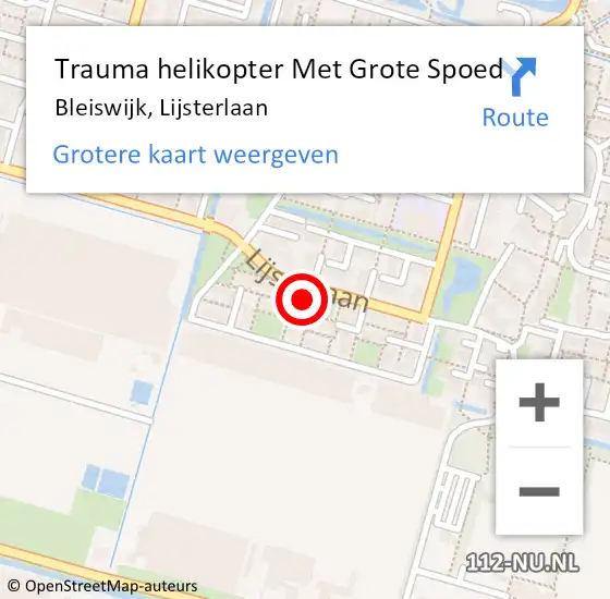 Locatie op kaart van de 112 melding: Trauma helikopter Met Grote Spoed Naar Bleiswijk, Lijsterlaan op 21 juni 2022 21:59