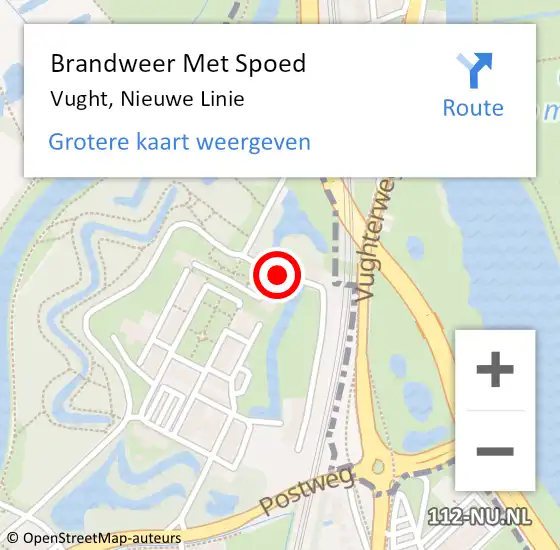 Locatie op kaart van de 112 melding: Brandweer Met Spoed Naar Vught, Nieuwe Linie op 21 juni 2022 22:10