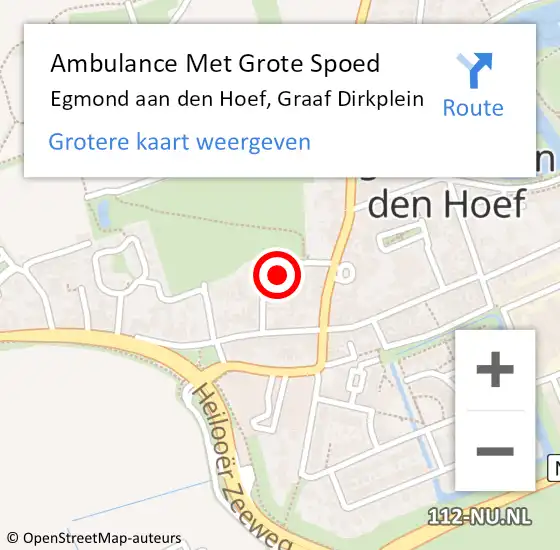 Locatie op kaart van de 112 melding: Ambulance Met Grote Spoed Naar Egmond aan den Hoef, Graaf Dirkplein op 21 juni 2022 22:12