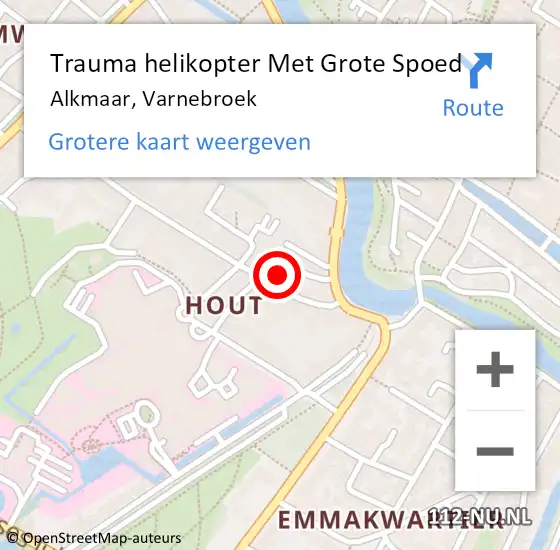 Locatie op kaart van de 112 melding: Trauma helikopter Met Grote Spoed Naar Alkmaar, Varnebroek op 21 juni 2022 22:16