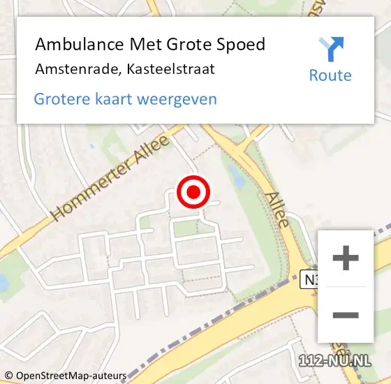 Locatie op kaart van de 112 melding: Ambulance Met Grote Spoed Naar Amstenrade, Kasteelstraat op 20 juli 2014 23:33