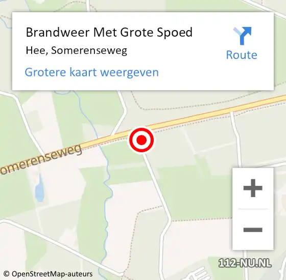 Locatie op kaart van de 112 melding: Brandweer Met Grote Spoed Naar Hee, Somerenseweg op 20 juli 2014 23:33