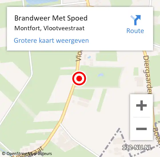 Locatie op kaart van de 112 melding: Brandweer Met Spoed Naar Montfort, Vlootveestraat op 21 juni 2022 22:45