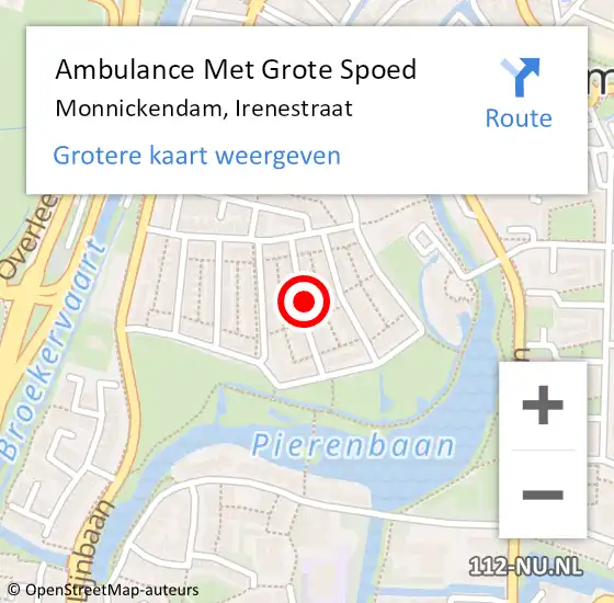 Locatie op kaart van de 112 melding: Ambulance Met Grote Spoed Naar Monnickendam, Irenestraat op 21 juni 2022 22:54