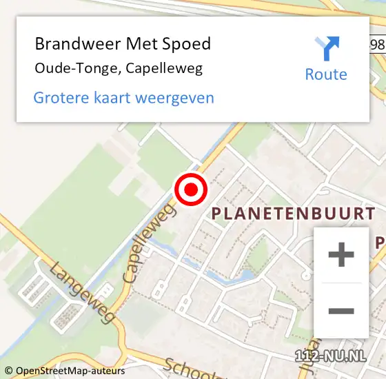 Locatie op kaart van de 112 melding: Brandweer Met Spoed Naar Oude-Tonge, Capelleweg op 22 juni 2022 00:01