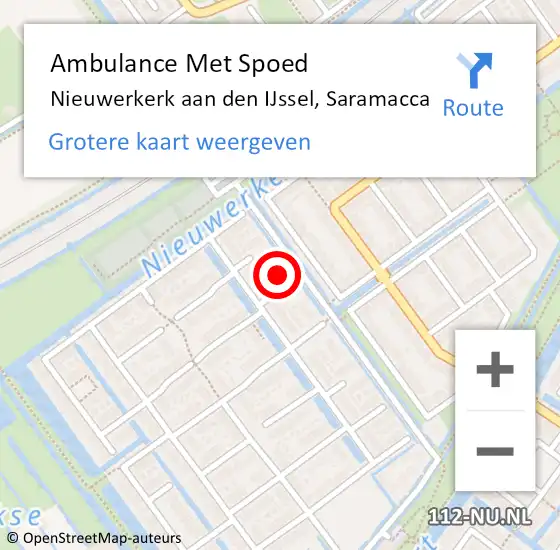 Locatie op kaart van de 112 melding: Ambulance Met Spoed Naar Nieuwerkerk aan den IJssel, Saramacca op 22 juni 2022 01:41