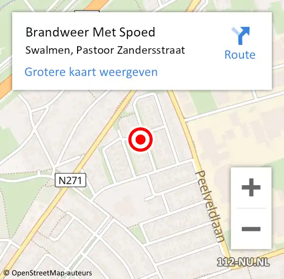 Locatie op kaart van de 112 melding: Brandweer Met Spoed Naar Swalmen, Pastoor Zandersstraat op 22 juni 2022 02:16