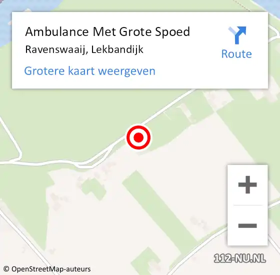 Locatie op kaart van de 112 melding: Ambulance Met Grote Spoed Naar Ravenswaaij, Lekbandijk op 22 juni 2022 02:17