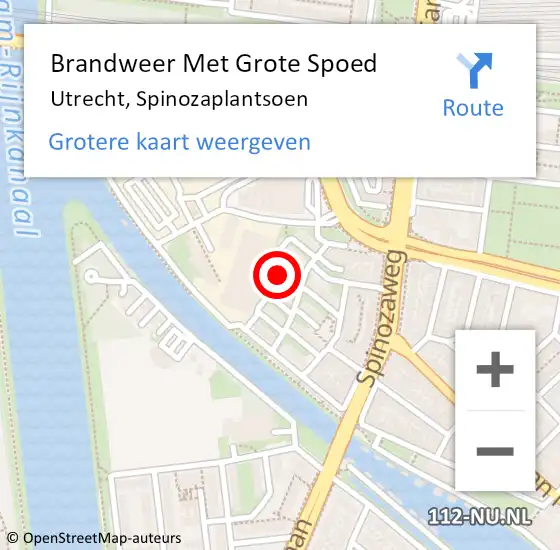 Locatie op kaart van de 112 melding: Brandweer Met Grote Spoed Naar Utrecht, Spinozaplantsoen op 22 juni 2022 02:41