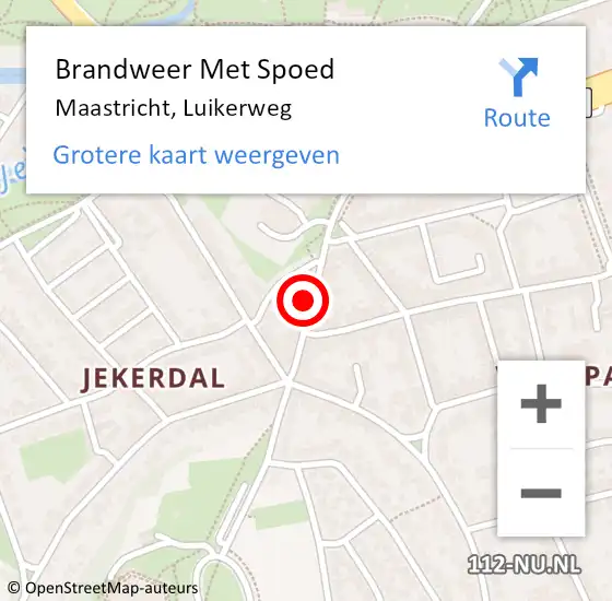 Locatie op kaart van de 112 melding: Brandweer Met Spoed Naar Maastricht, Luikerweg op 22 juni 2022 03:28