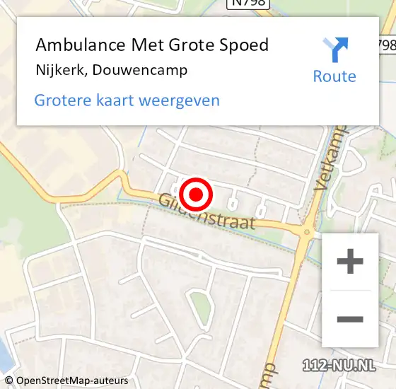 Locatie op kaart van de 112 melding: Ambulance Met Grote Spoed Naar Nijkerk, Douwencamp op 22 juni 2022 03:45