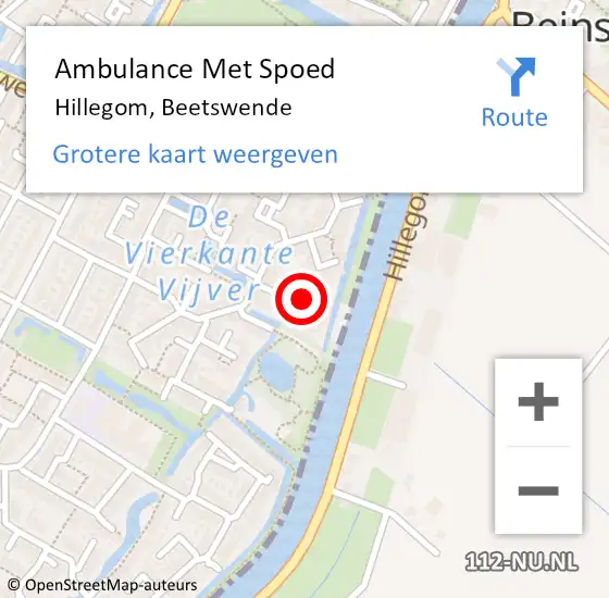 Locatie op kaart van de 112 melding: Ambulance Met Spoed Naar Hillegom, Beetswende op 22 juni 2022 04:35