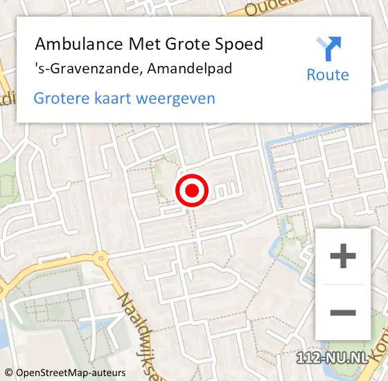 Locatie op kaart van de 112 melding: Ambulance Met Grote Spoed Naar 's-Gravenzande, Amandelpad op 22 juni 2022 04:43