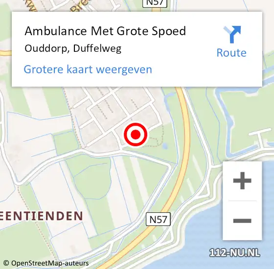 Locatie op kaart van de 112 melding: Ambulance Met Grote Spoed Naar Ouddorp, Duffelweg op 22 juni 2022 05:13