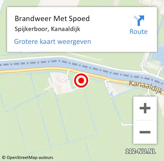 Locatie op kaart van de 112 melding: Brandweer Met Spoed Naar Spijkerboor, Kanaaldijk op 22 juni 2022 07:15