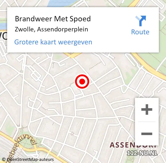 Locatie op kaart van de 112 melding: Brandweer Met Spoed Naar Zwolle, Assendorperplein op 22 juni 2022 07:21