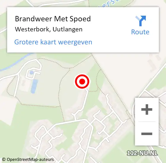 Locatie op kaart van de 112 melding: Brandweer Met Spoed Naar Westerbork, Uutlangen op 22 juni 2022 07:55