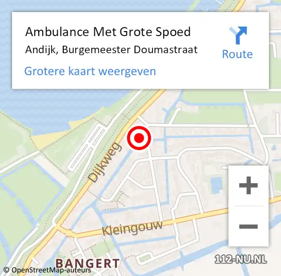 Locatie op kaart van de 112 melding: Ambulance Met Grote Spoed Naar Andijk, Burgemeester Doumastraat op 22 juni 2022 08:05