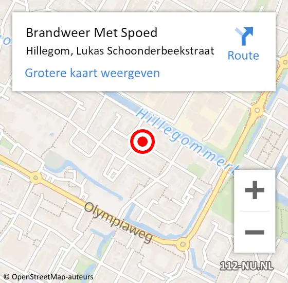 Locatie op kaart van de 112 melding: Brandweer Met Spoed Naar Hillegom, Lukas Schoonderbeekstraat op 22 juni 2022 08:05