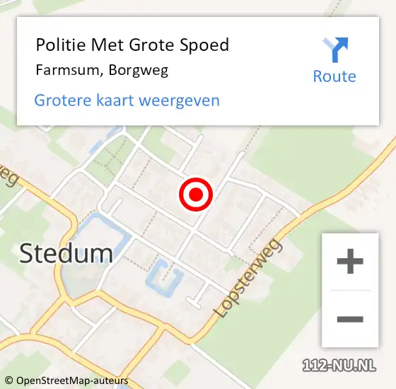Locatie op kaart van de 112 melding: Politie Met Grote Spoed Naar Farmsum, Borgweg op 22 juni 2022 08:25