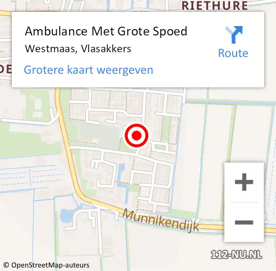 Locatie op kaart van de 112 melding: Ambulance Met Grote Spoed Naar Westmaas, Vlasakkers op 22 juni 2022 08:26