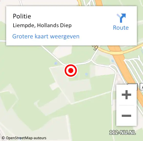 Locatie op kaart van de 112 melding: Politie Liempde, Hollands Diep op 22 juni 2022 08:33
