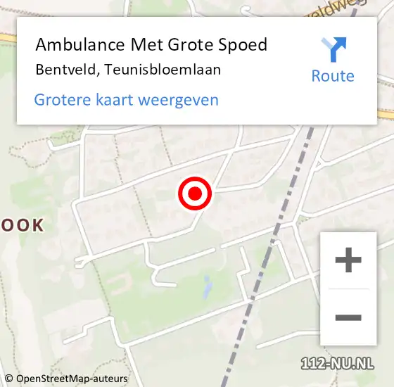 Locatie op kaart van de 112 melding: Ambulance Met Grote Spoed Naar Bentveld, Teunisbloemlaan op 22 juni 2022 08:38