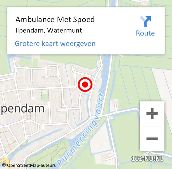 Locatie op kaart van de 112 melding: Ambulance Met Spoed Naar Ilpendam, Watermunt op 22 juni 2022 08:52