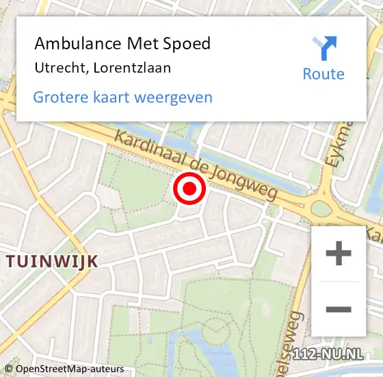 Locatie op kaart van de 112 melding: Ambulance Met Spoed Naar Utrecht, Lorentzlaan op 21 juli 2014 00:23