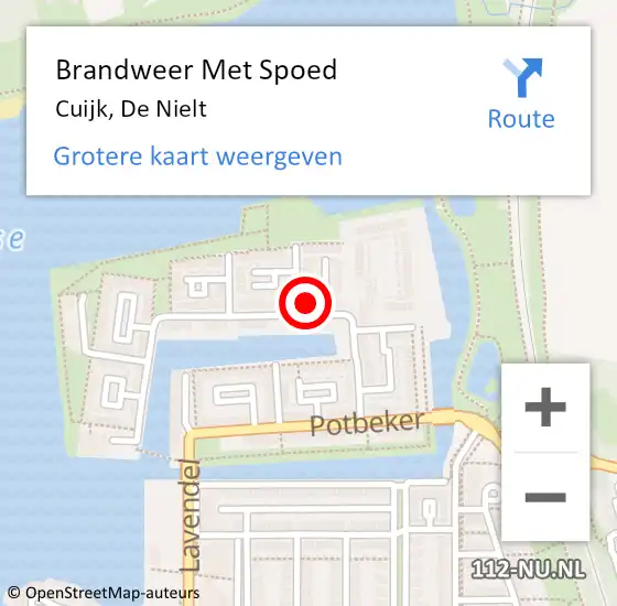 Locatie op kaart van de 112 melding: Brandweer Met Spoed Naar Cuijk, De Nielt op 22 juni 2022 09:04