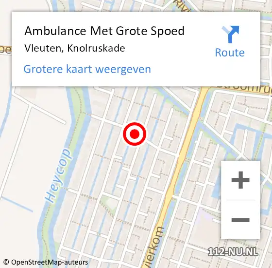 Locatie op kaart van de 112 melding: Ambulance Met Grote Spoed Naar Vleuten, Knolruskade op 21 juli 2014 00:26