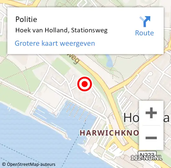 Locatie op kaart van de 112 melding: Politie Hoek van Holland, Stationsweg op 22 juni 2022 09:07