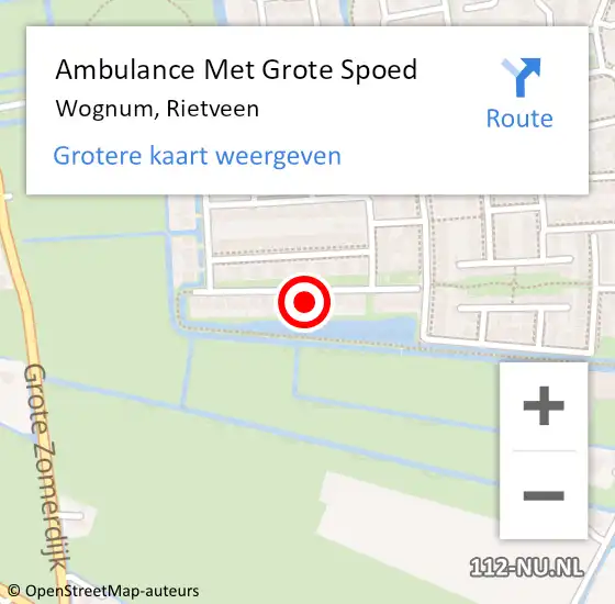 Locatie op kaart van de 112 melding: Ambulance Met Grote Spoed Naar Wognum, Rietveen op 22 juni 2022 09:11