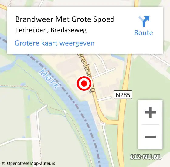 Locatie op kaart van de 112 melding: Brandweer Met Grote Spoed Naar Terheijden, Bredaseweg op 22 juni 2022 09:20