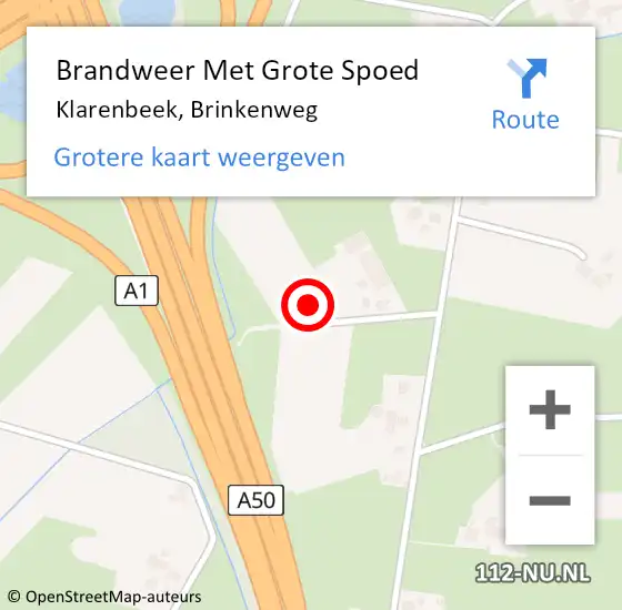 Locatie op kaart van de 112 melding: Brandweer Met Grote Spoed Naar Klarenbeek, Brinkenweg op 22 juni 2022 09:24