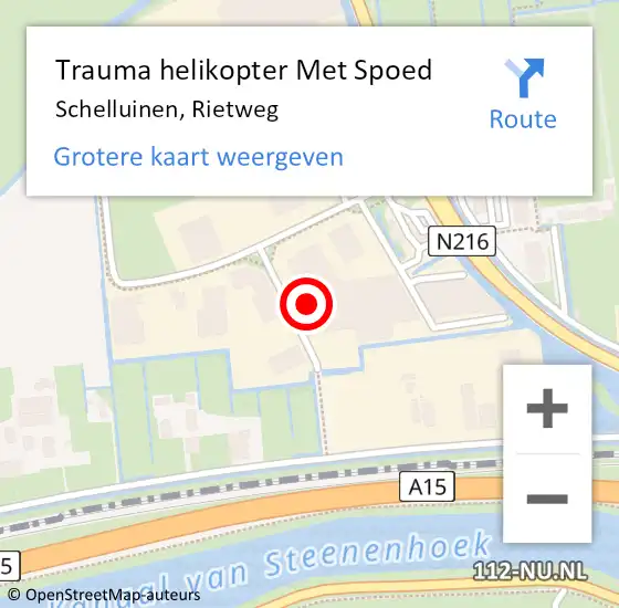 Locatie op kaart van de 112 melding: Trauma helikopter Met Spoed Naar Schelluinen, Rietweg op 22 juni 2022 09:38