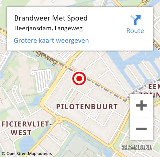 Locatie op kaart van de 112 melding: Brandweer Met Spoed Naar Heerjansdam, Langeweg op 22 juni 2022 09:47