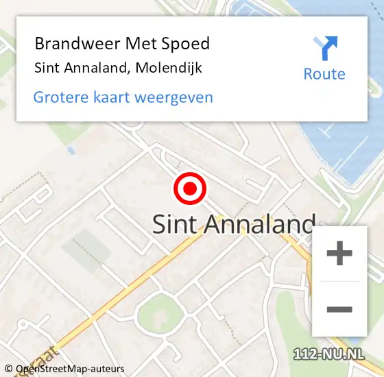 Locatie op kaart van de 112 melding: Brandweer Met Spoed Naar Sint Annaland, Molendijk op 22 juni 2022 09:52
