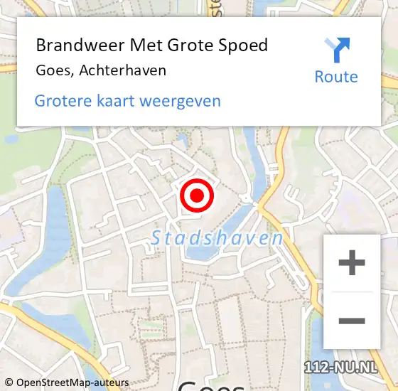 Locatie op kaart van de 112 melding: Brandweer Met Grote Spoed Naar Goes, Achterhaven op 22 juni 2022 09:57