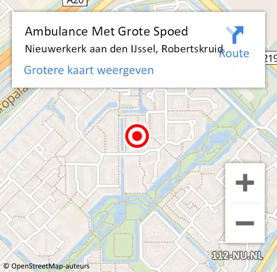 Locatie op kaart van de 112 melding: Ambulance Met Grote Spoed Naar Nieuwerkerk aan den IJssel, Robertskruid op 22 juni 2022 10:02