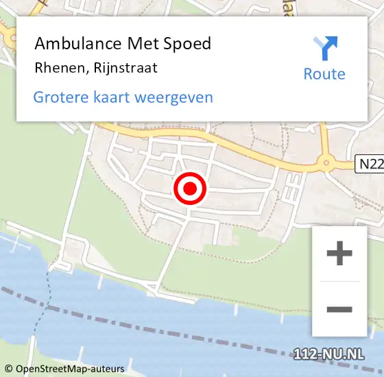 Locatie op kaart van de 112 melding: Ambulance Met Spoed Naar Rhenen, Rijnstraat op 22 juni 2022 10:03