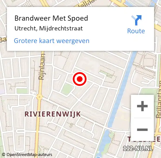 Locatie op kaart van de 112 melding: Brandweer Met Spoed Naar Utrecht, Mijdrechtstraat op 22 juni 2022 10:12